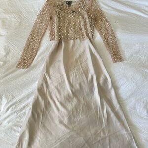 House of Harlow 1960 Champagne Embellished Gown with Long Sleeves NWT